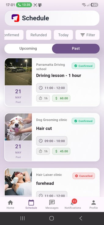Schedule Upcoming